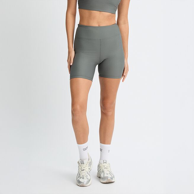 Ribbestrikkede Sykkelshorts Grønn
