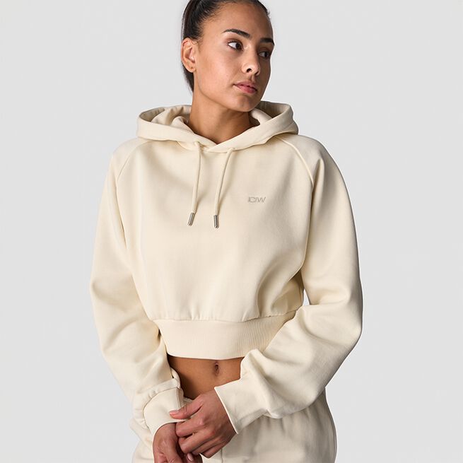 Everyday Cropped Hoodie Wmn, Cream
