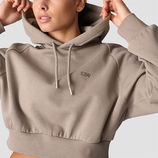 Everyday Cropped Hoodie Wmn, Greige