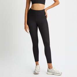 Ribbed R HW Tights, Black, L  Ribbestrikkede Tights Svart