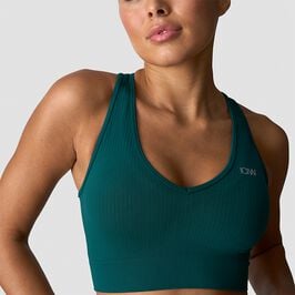 Ribbed Define Seamless Cropped V-neck Tank Top, Forest Green, L  Ribbet Seamless Croppet Treningsgenser Mørkegrønn