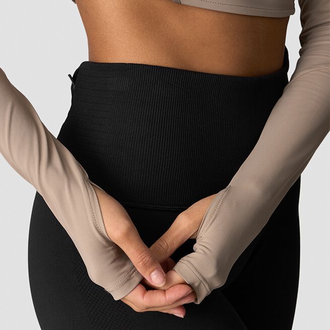 Mirage Cropped Long Sleeve Wmn, Light Dusty Brown