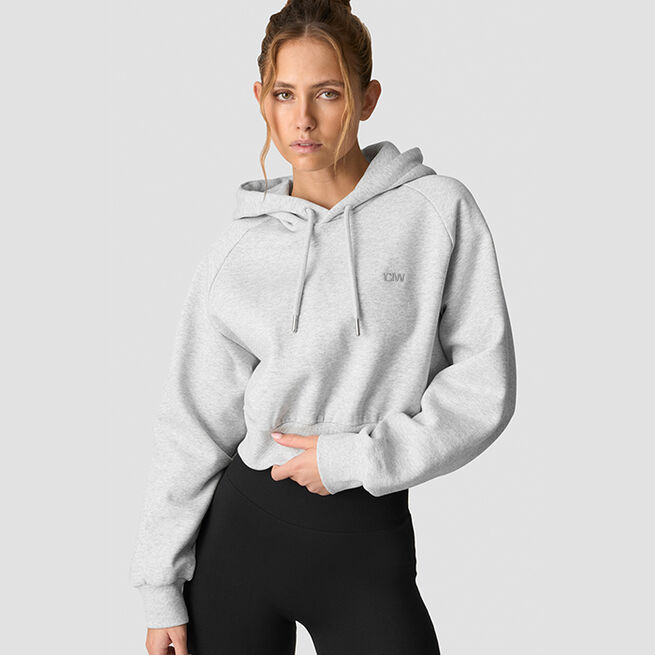 Everyday Cropped Hoodie Grå