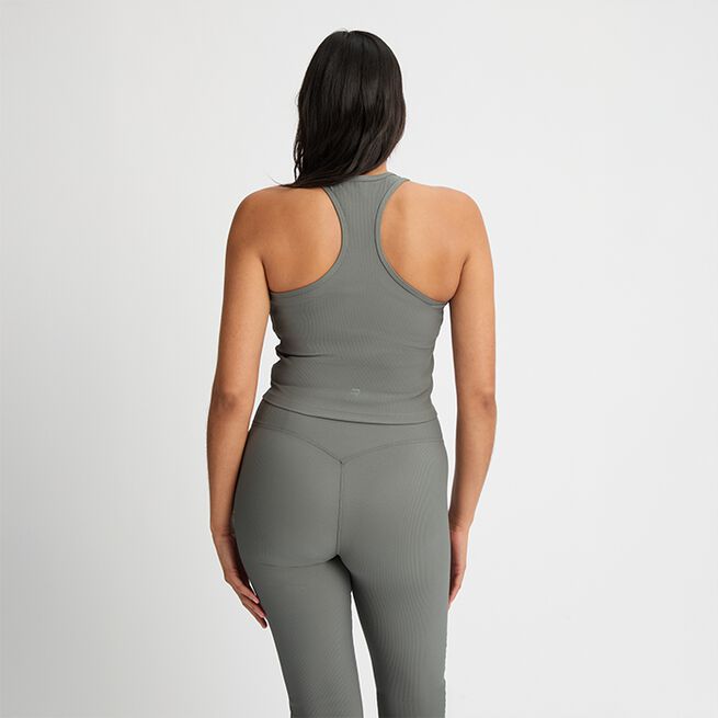 Ribbestrikket Singlet Grønn