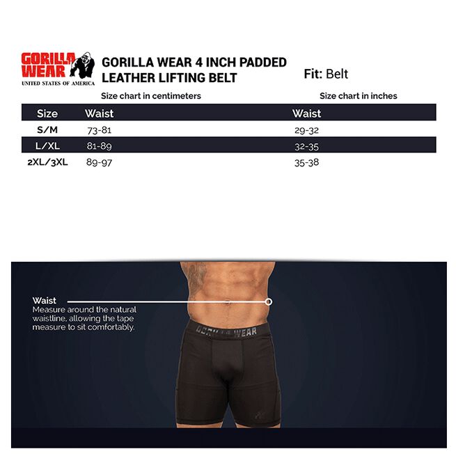 4 Inch Polstret Løftebelte Lær Svart/Rød