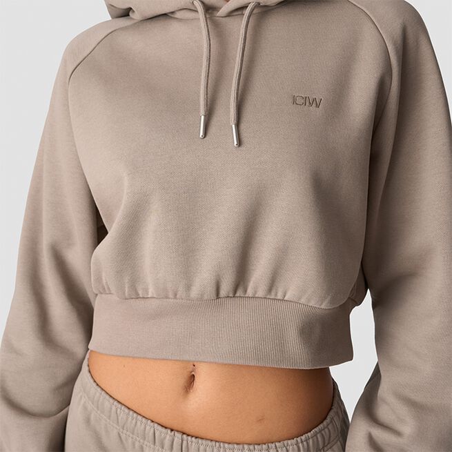Everyday Cropped Hoodie Wmn, Greige