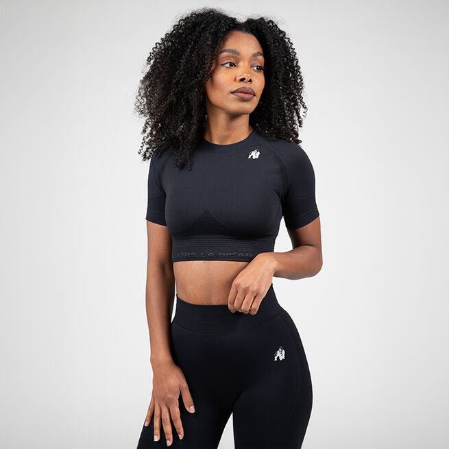 Whitney sømløs crop top svart