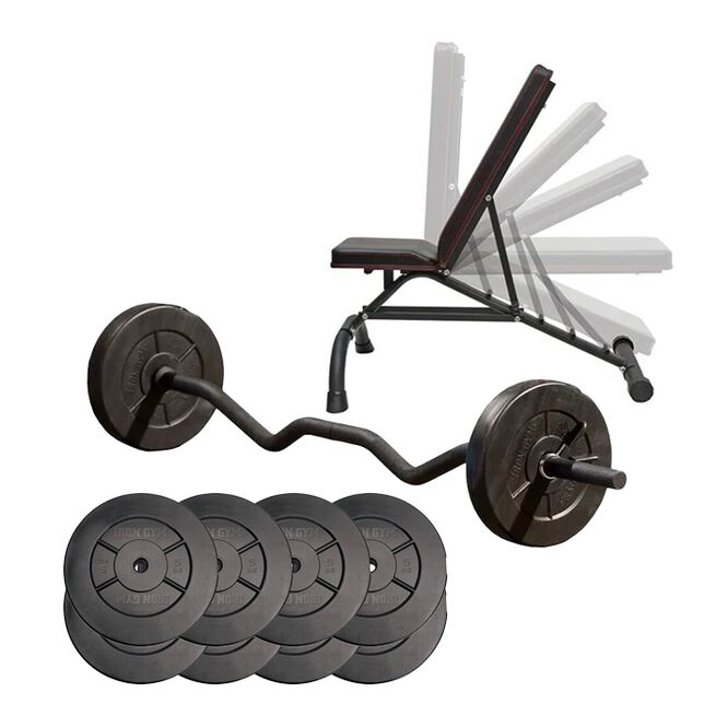 Vektstangsett 63 kg inkl. Benk