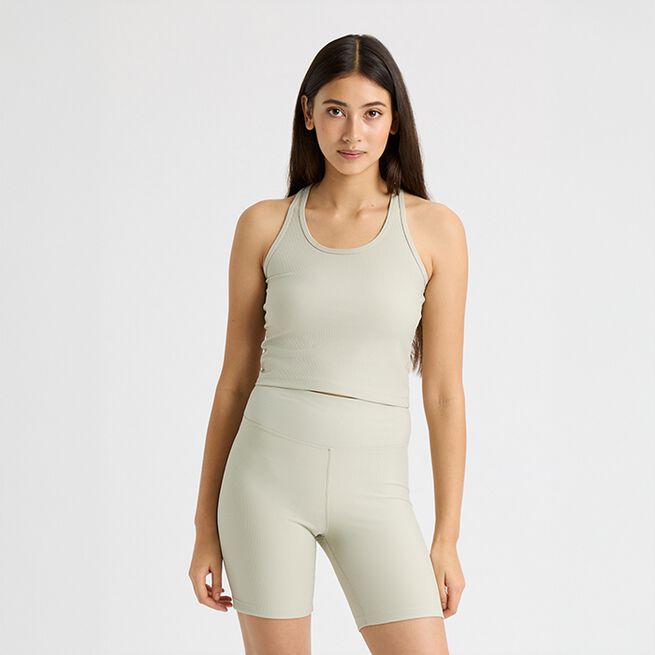 Ribbestrikket Singlet Beige