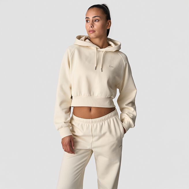 Everyday Cropped Hoodie Wmn, Cream