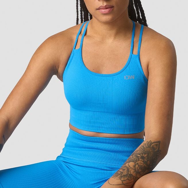 Ribbed Define Seamless Sports Bra, Azure Blue