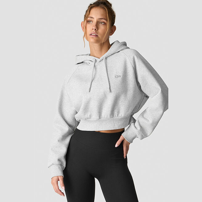 Everyday Cropped Hoodie Grå