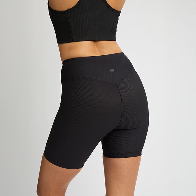 Ribbestrikkede Sykkelshorts Svart