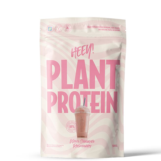 Vegansk Protein 500 g Hvit Sjokolade Bringebær