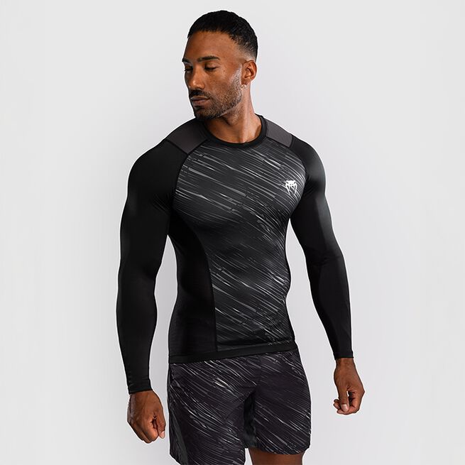 Rapid Rashguard Langermet Svart Grå Hvit