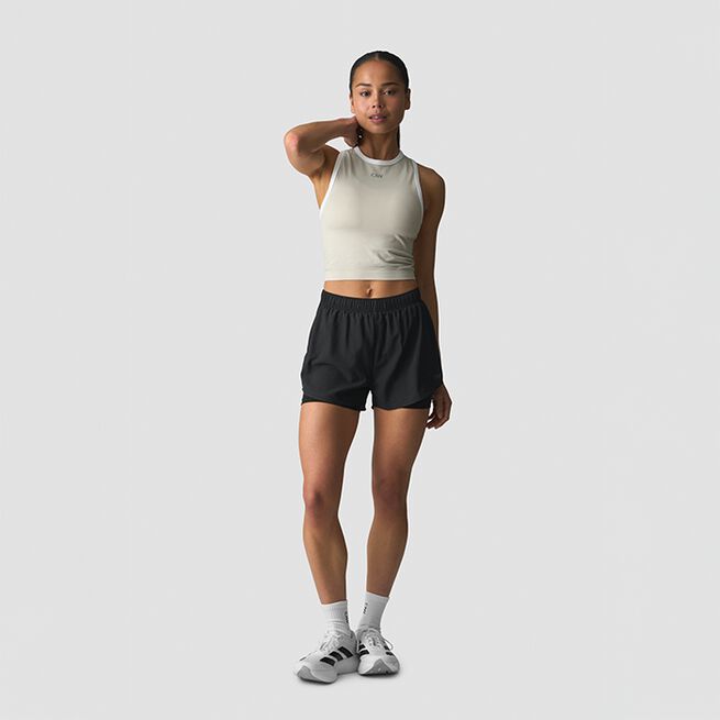 Mirage Sømløs Kort Topp Beige Hvit