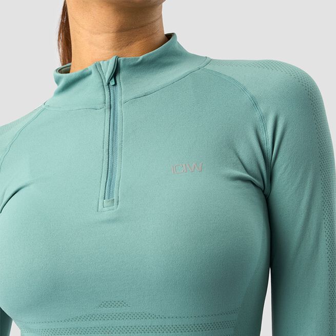 ICANIWILL Define Cropped 1/4 Zip, Mineral Green