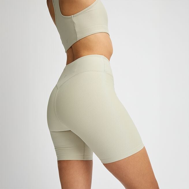 Ribbestrikkede Sykkelshorts Beige