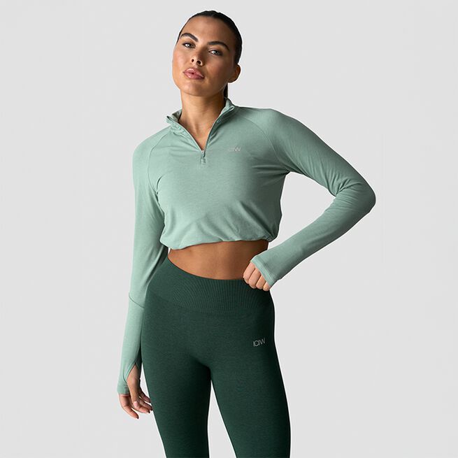 Define Kort 1/4 Zip Genser Lys Mosegrønn