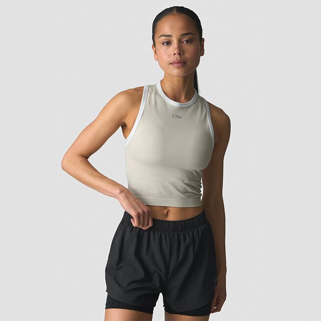 Mirage Sømløs Kort Topp Beige Hvit