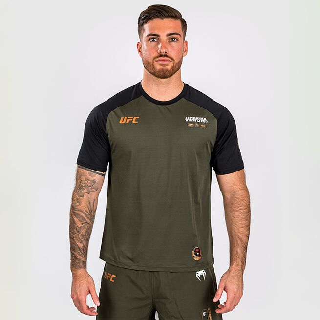 Venum UFC Adrenaline by Venum Fight Week Mens Dry-tech T-shirt Khaki/Bronze