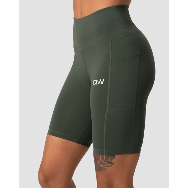 Scrunch Pocket Biker Shorts, Army Green, XS 