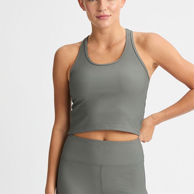 Ribbestrikket Singlet Grønn