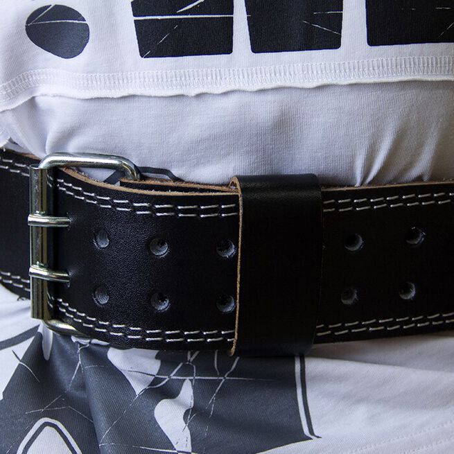 6 Inch Padded Leather Belt, Black/Gold - 2XL/3XL 