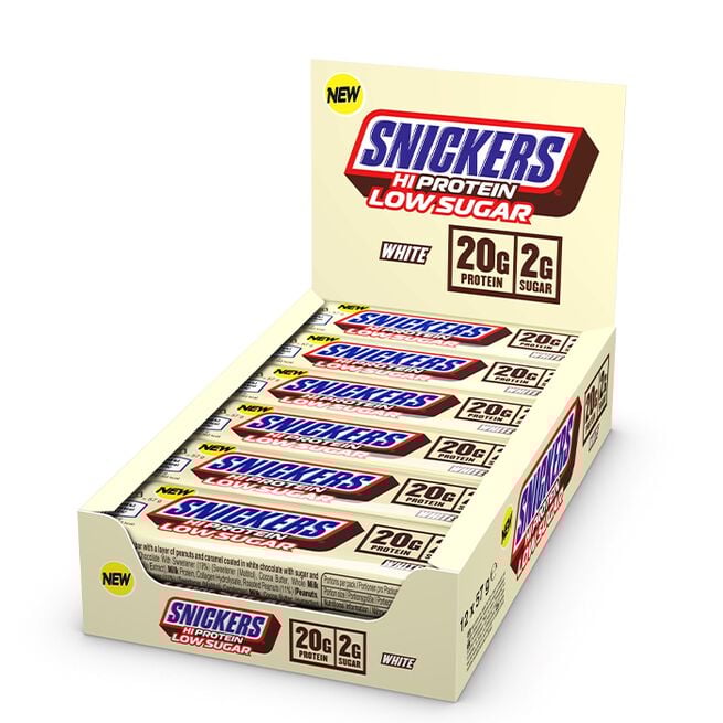 12 x Snickers High Protein Bar Low Sugar 57 g Hvit sjokolade Snickers Milk Chocolate