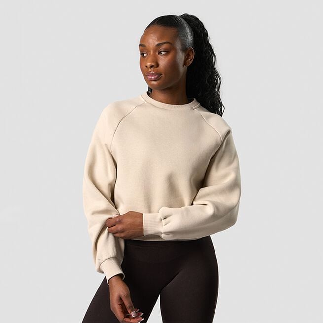 Everyday Cropped Crewneck, Beige