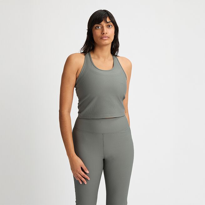 Ribbestrikket Singlet Grønn