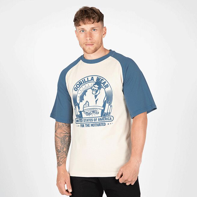 Gorilla Wear Logan Oversized T-Shirt Beige/Blue