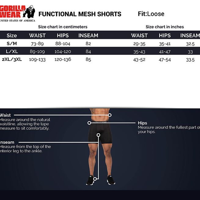 Functional Mesh Shorts, Black/White