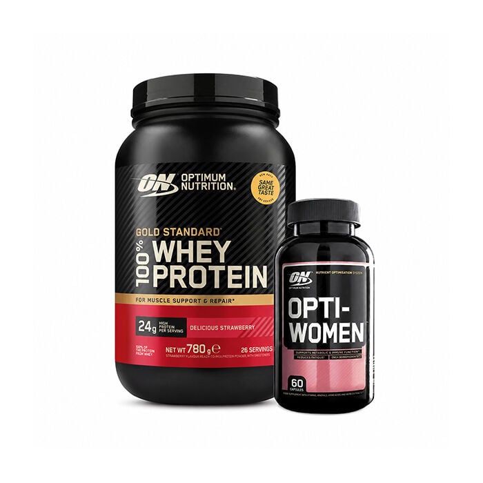 100 % Whey Gold Standard Myseprotein 700 g + Opti-Women, 60 kapsler