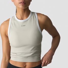 Mirage Seamless Cropped Tank Top, Light Beige/White, L  Mirage Sømløs Kort Topp Beige Hvit