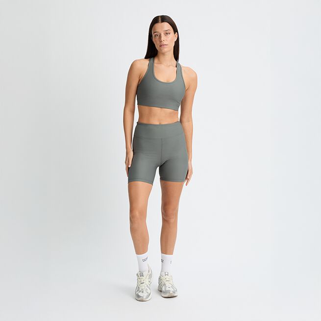 Ribbestrikkede Sykkelshorts Grønn