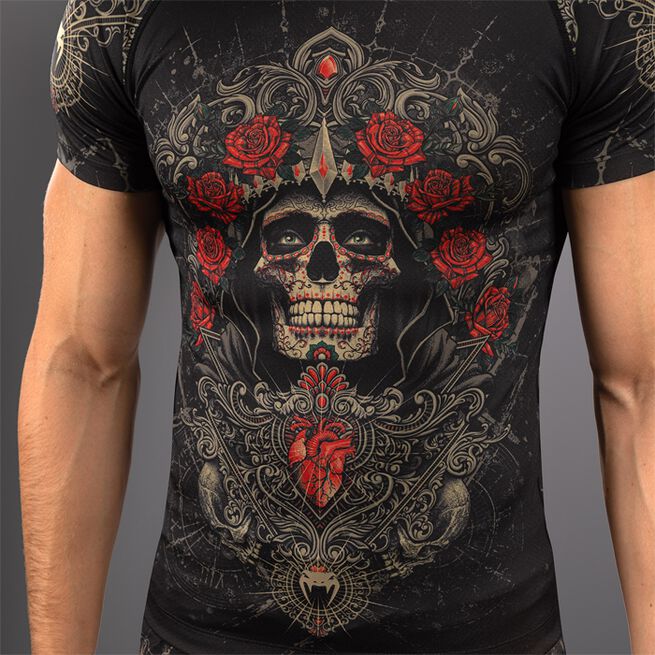Santa Muerte 5.0 Kortermet Rashguard Svart Gull