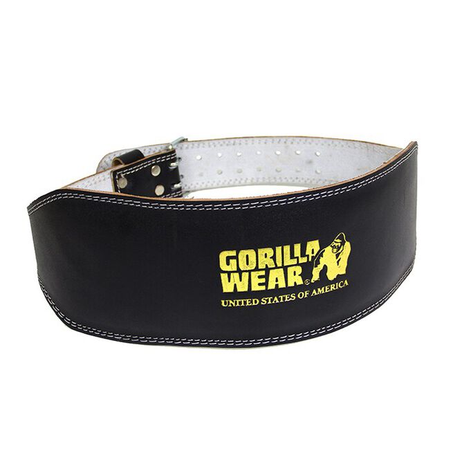 6 Inch Padded Leather Belt, Black/Gold - S/M 