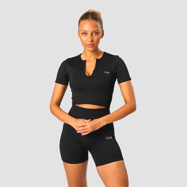 Ribbed Define Seamless Cropped T-shirt Black