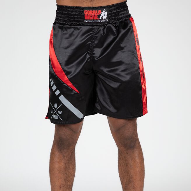 Gorilla Wear Hornell Boxing Shorts, Black/Red