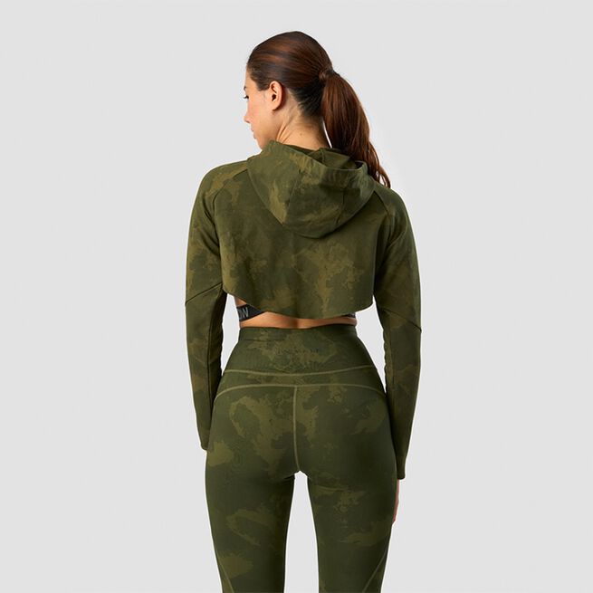 ICANIWILL Ultimate Training Cropped Hoodie, Green Camo