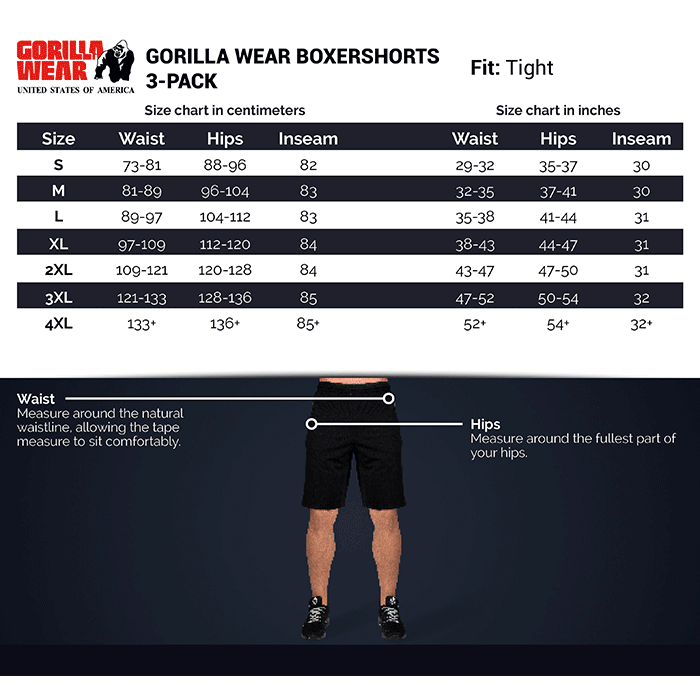 Gorilla Wear Boxershorts 3-pack, Black