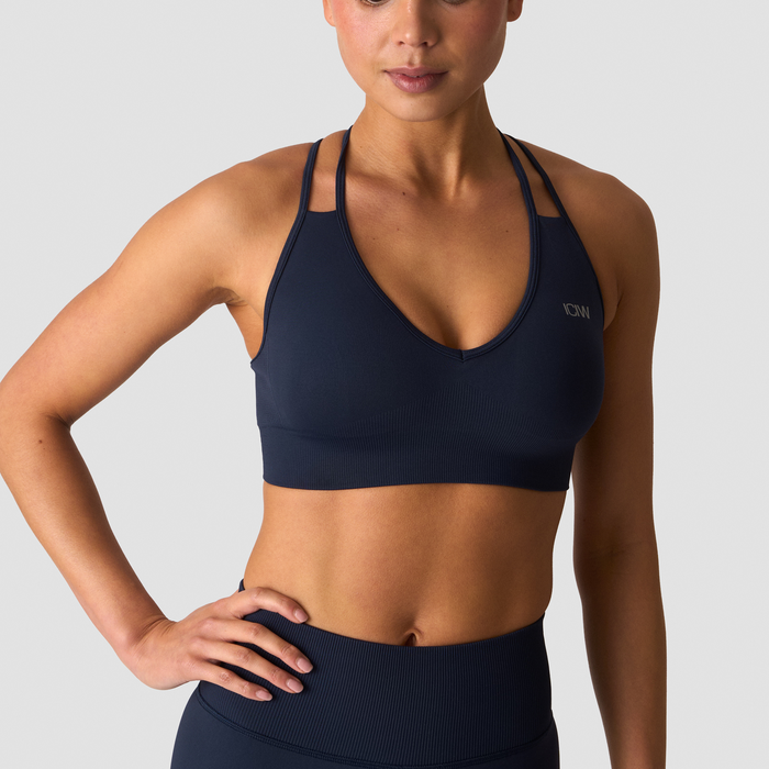 Define Seamless V‑hals Sports‑BH M&oslash;rkbl&aring;