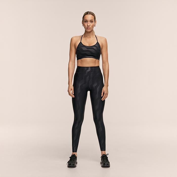 Heat High Waist Tights Svart M&oslash;nstret