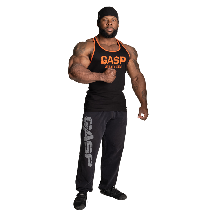 Ribbet Singlet Svart Oransje