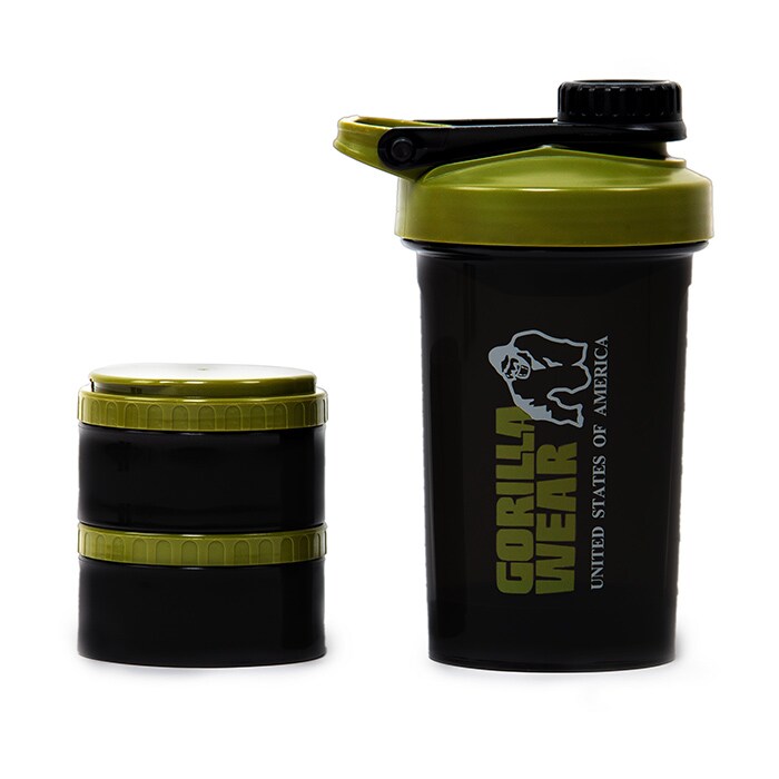 Shaker 2 Go Svart/Gr&oslash;nn 500 ml + 130 ml x 2