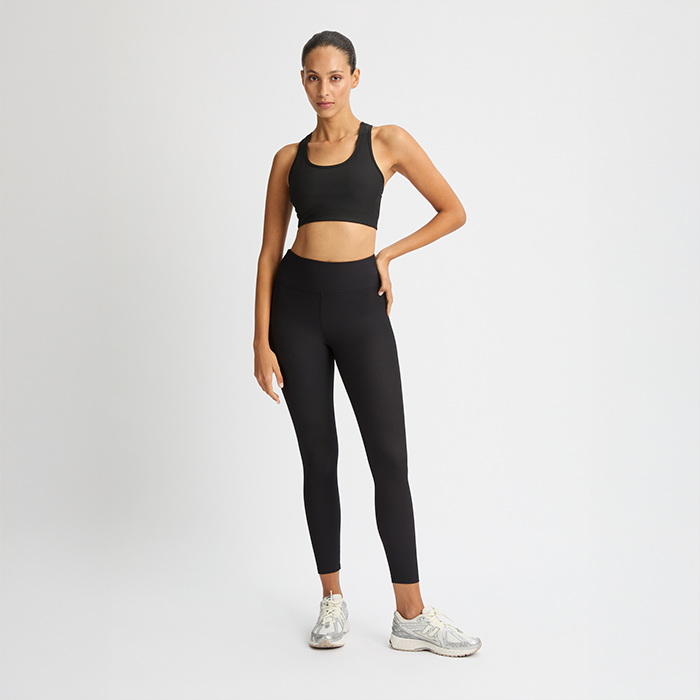 Ribbestrikkede Tights Svart