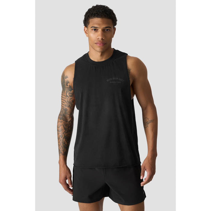 Grit Deep Cut Tank, Stonewashed Black