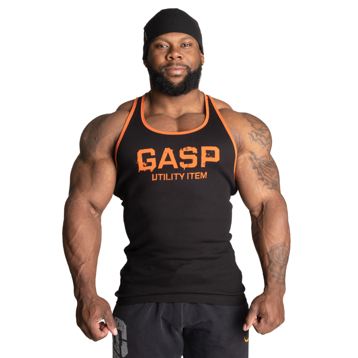 Ribbet Singlet Svart Oransje