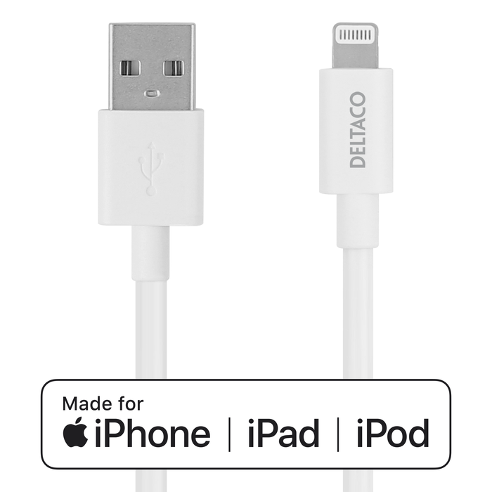 USB-A til Lightning Ladekabel Hvit 1 m